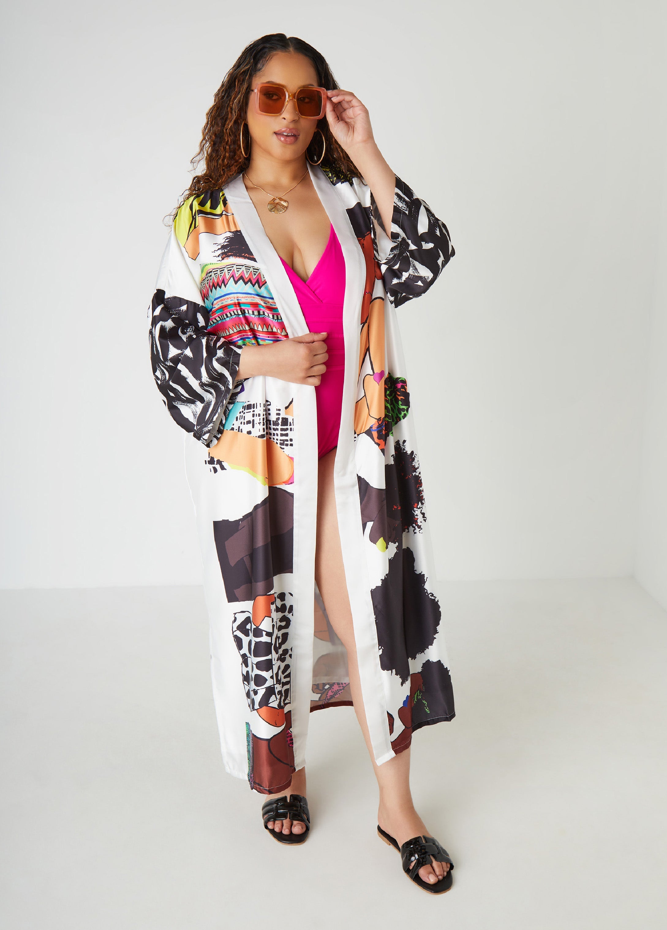 Pardon My Fro™ The Squad Kimono Black | Ashley Stewart