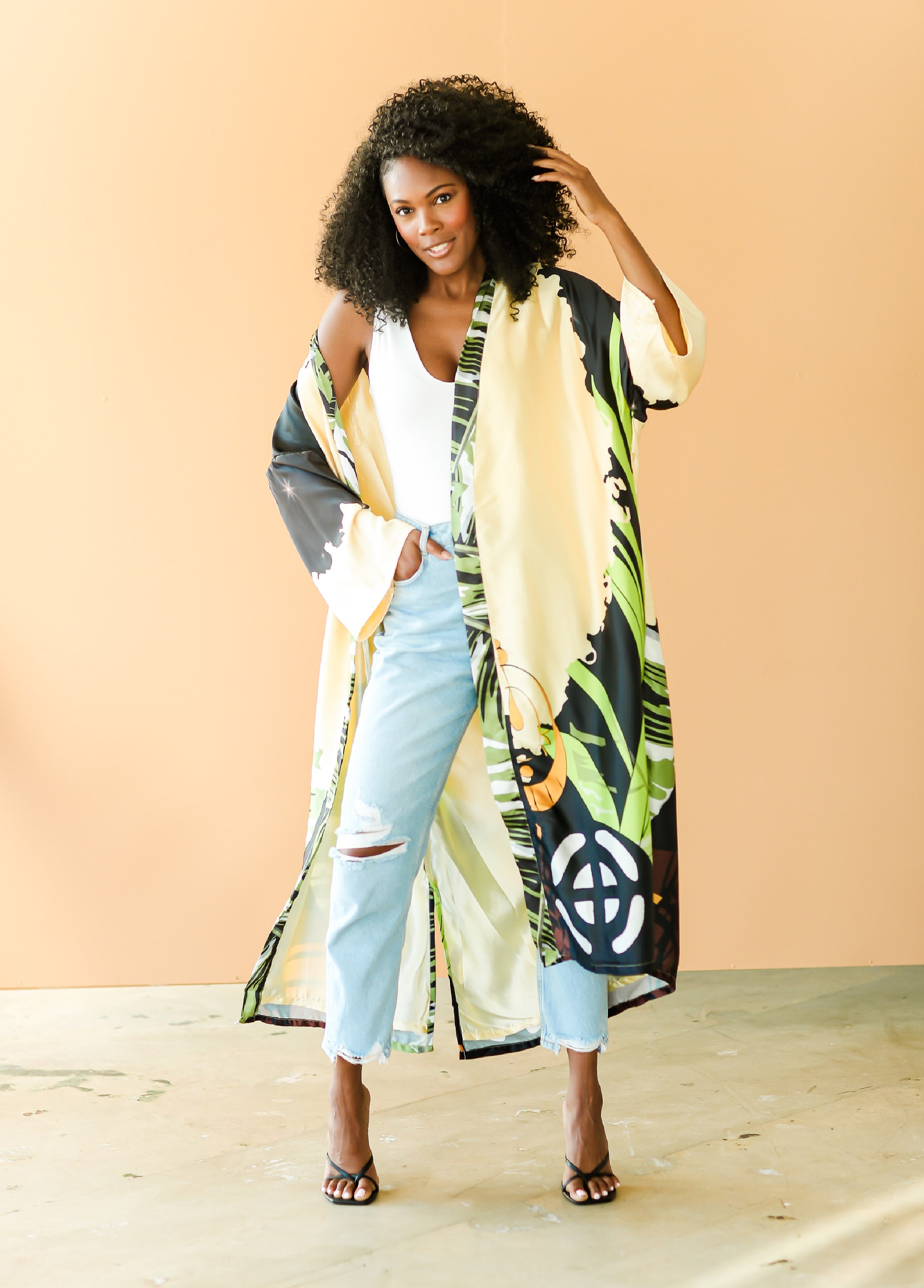 Pardon My Fro™ Ziggy Kimono Black | Ashley Stewart
