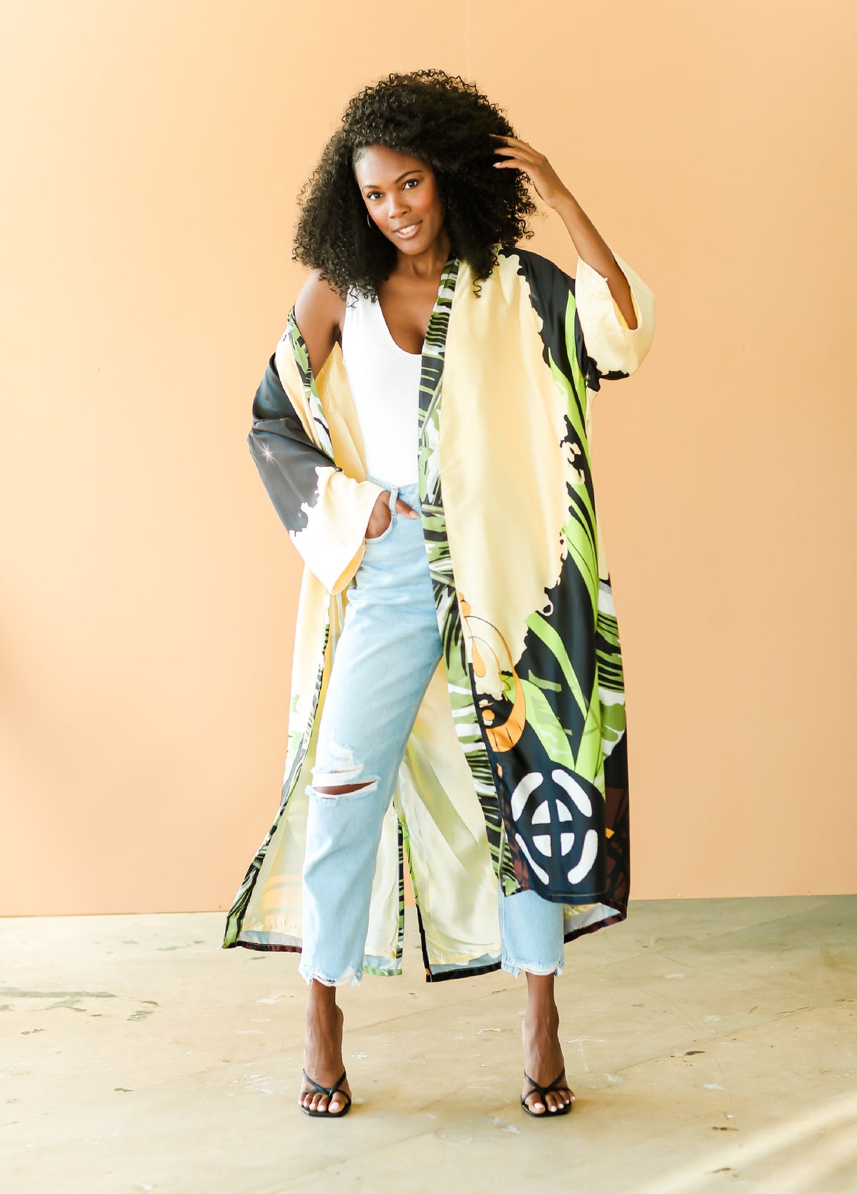 Pardon My Fro™ Ziggy Kimono Black | Ashley Stewart