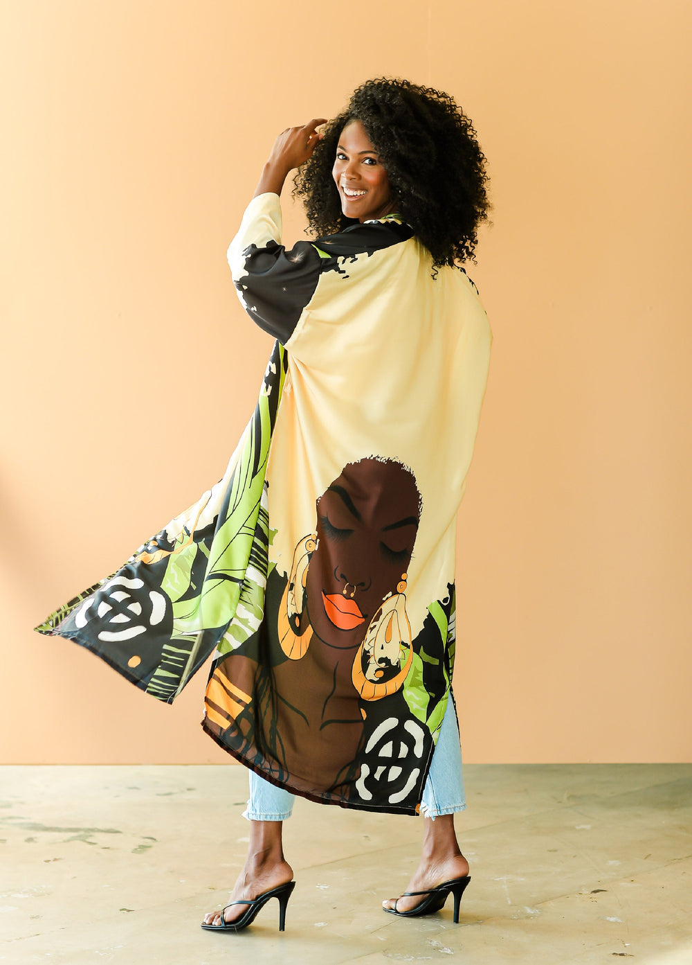 Pardon My Fro™ Ziggy Kimono Black | Ashley Stewart