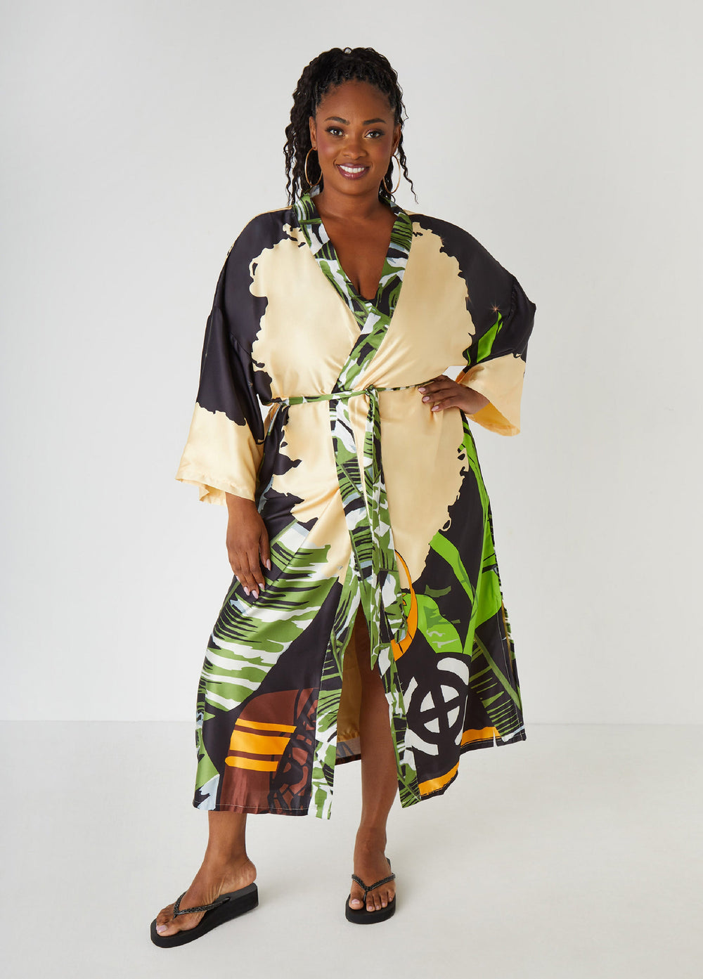 Pardon My Fro™ Ziggy Kimono Black | Ashley Stewart