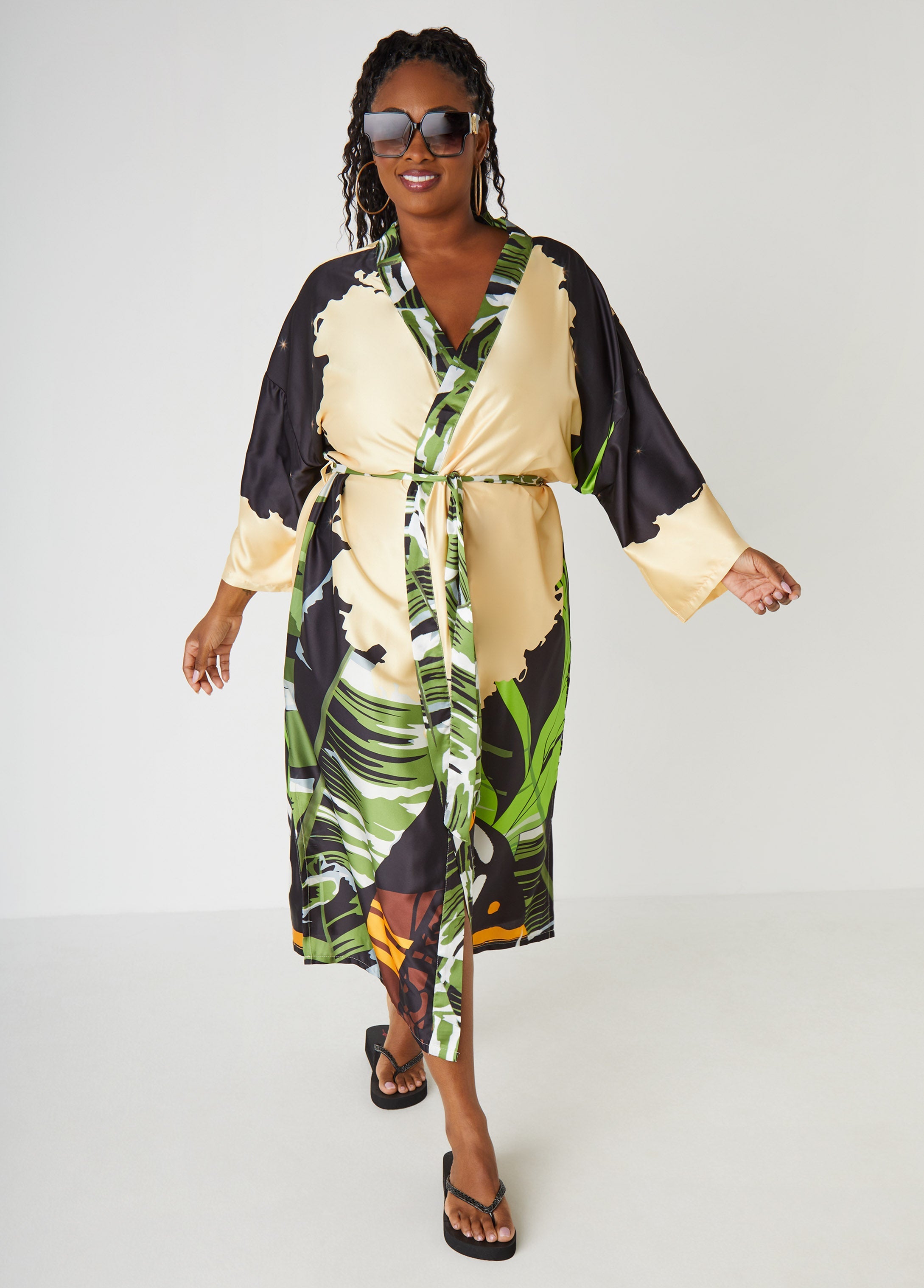 Pardon My Fro™ Ziggy Kimono Black | Ashley Stewart