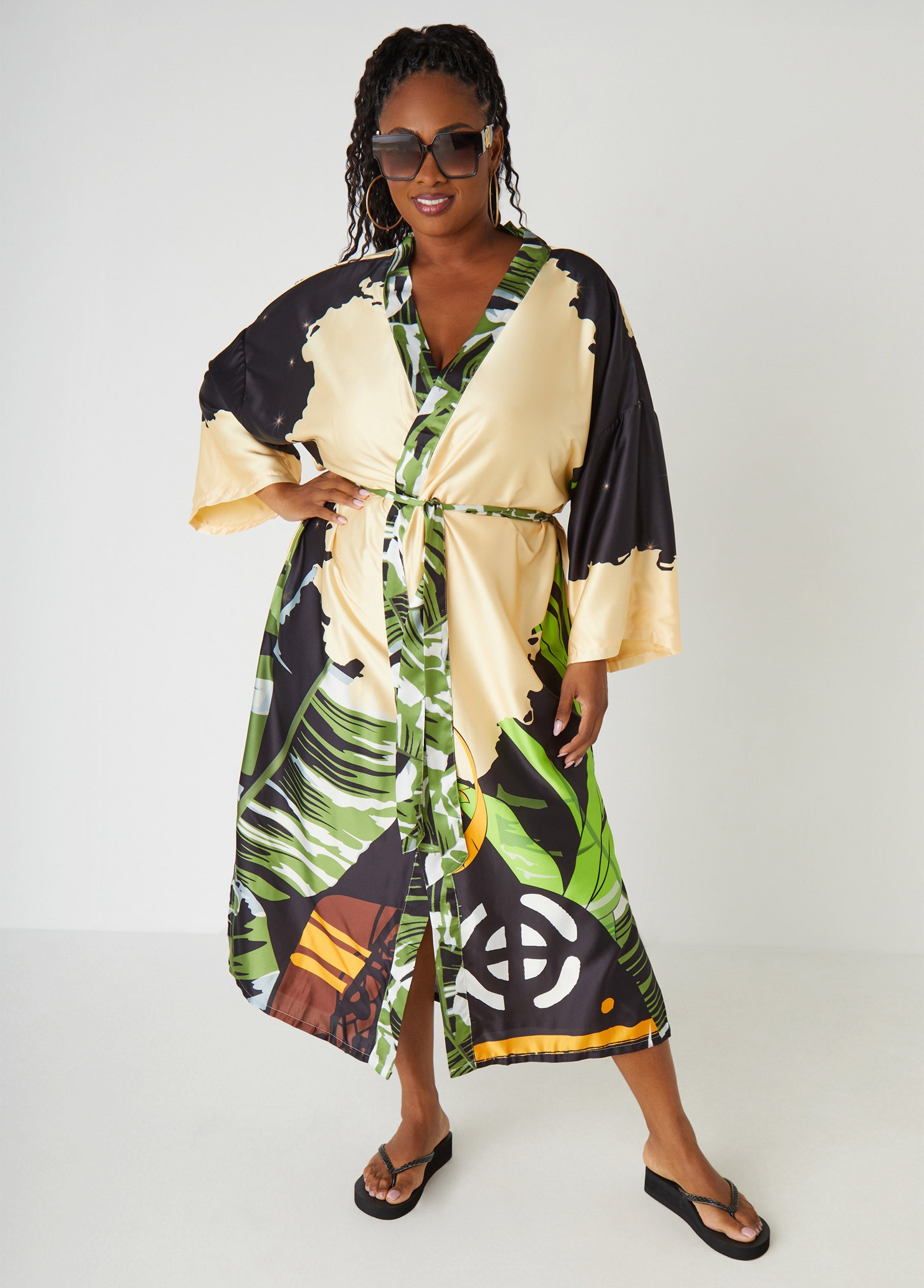Pardon My Fro™ Ziggy Kimono Black | Ashley Stewart