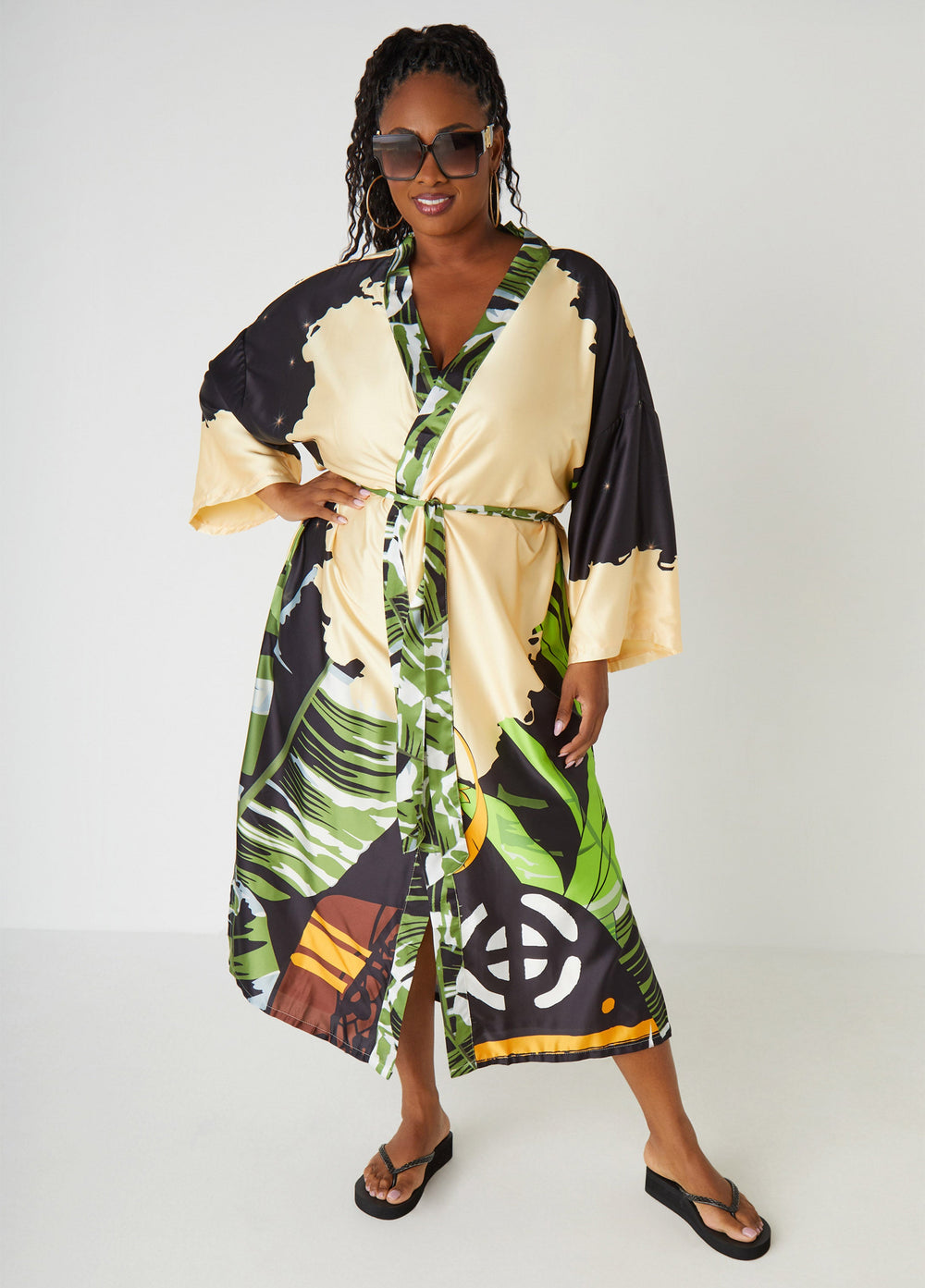 Pardon My Fro™ Ziggy Kimono Black | Ashley Stewart
