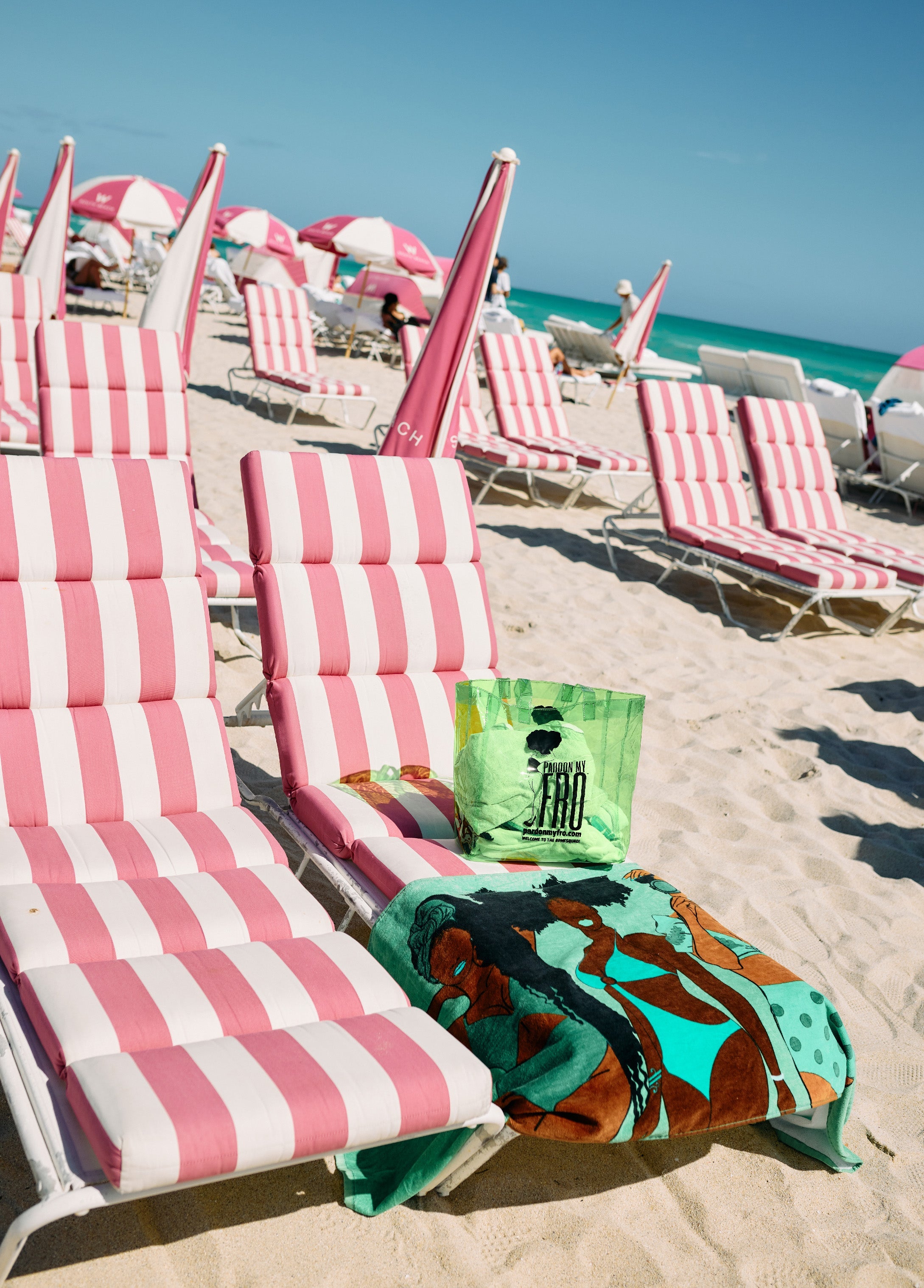 Pardon My Fro™ Summer Beach Towel Green | Ashley Stewart
