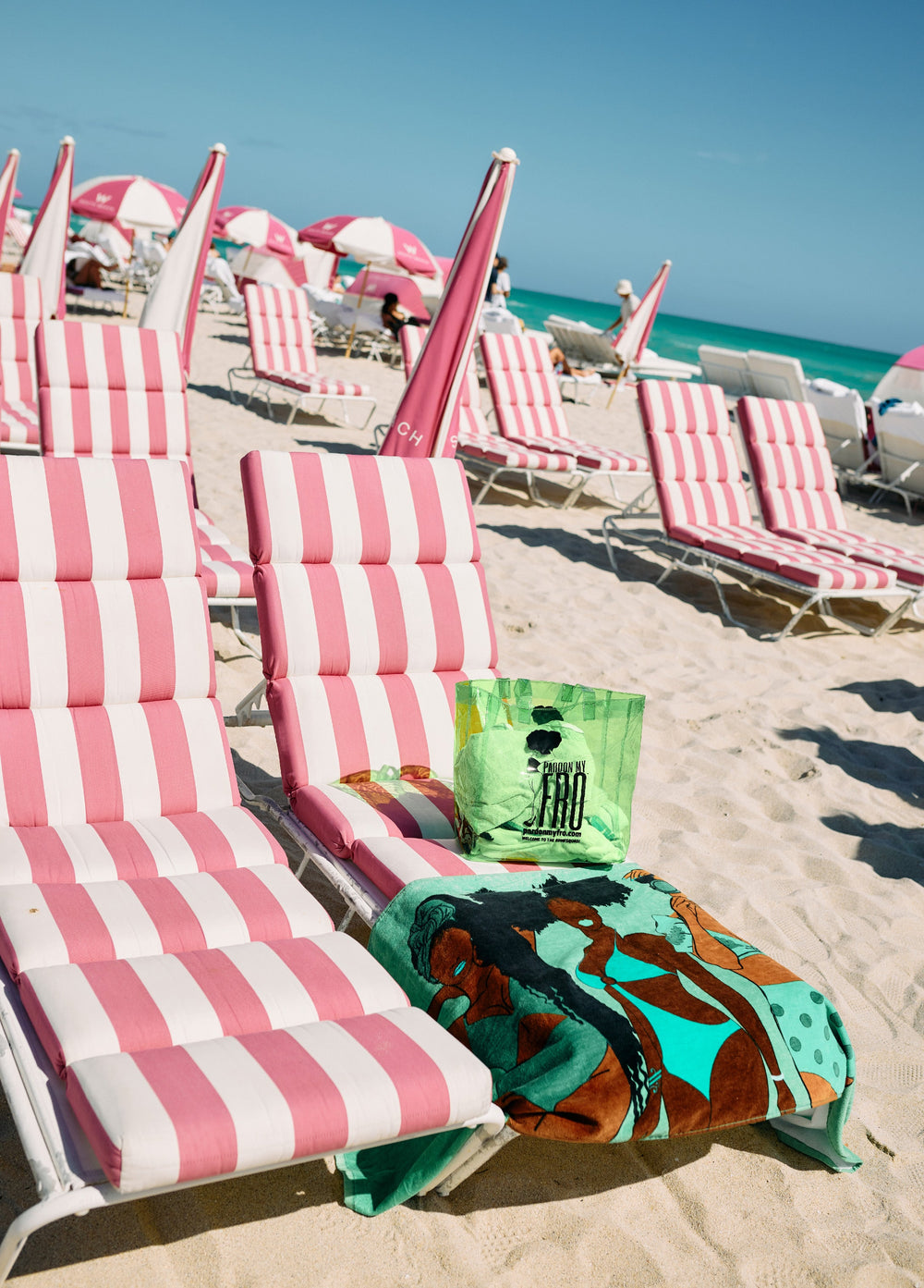 Pardon My Fro™ Summer Beach Towel Green | Ashley Stewart