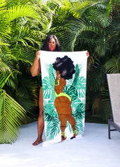 Pardon My Fro™ June Beach Towel White | Ashley Stewart