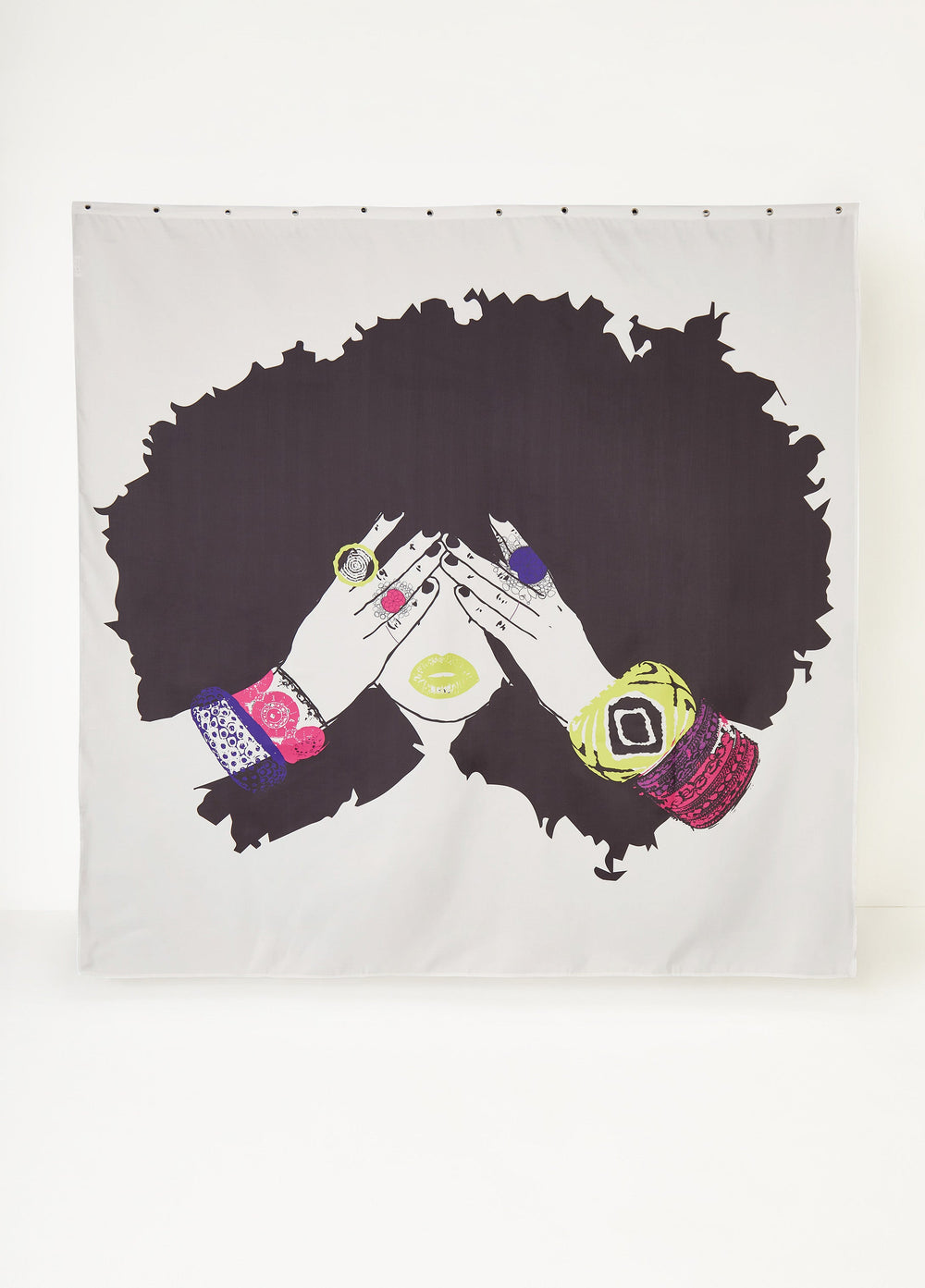 Pardon My Fro™ Shanell Shower Curtain White | Ashley Stewart