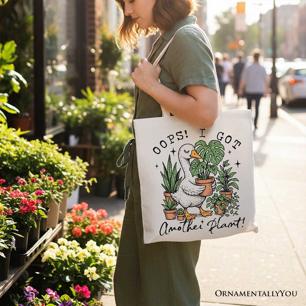 Got Another Plant Canvas Tote Bag White | Ashley Stewart
