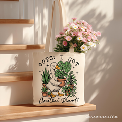 Got Another Plant Canvas Tote Bag White | Ashley Stewart