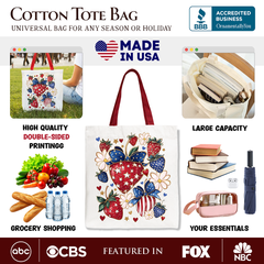 Patriotic Strawberries Tote Bag Red Handle | Ashley Stewart