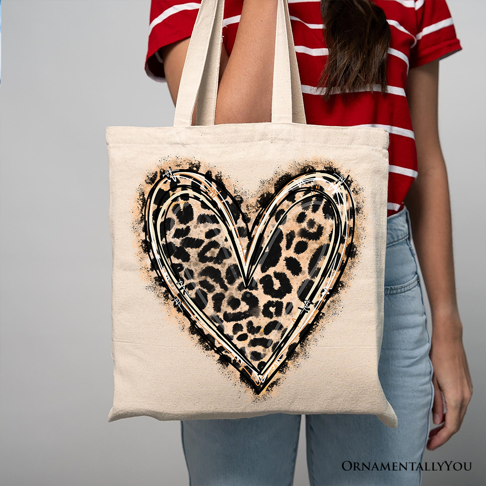 Leopard Heart Valentine Tote Bag Beige | Ashley Stewart