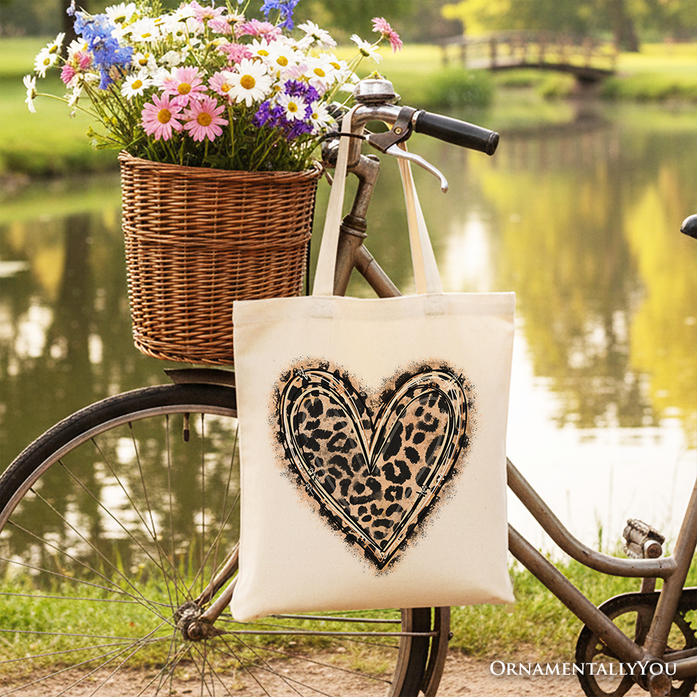 Leopard Heart Valentine Tote Bag Beige | Ashley Stewart