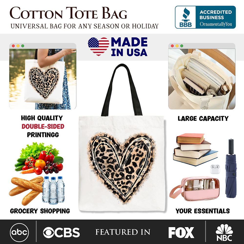 Leopard Heart Valentine Tote Bag Beige | Ashley Stewart