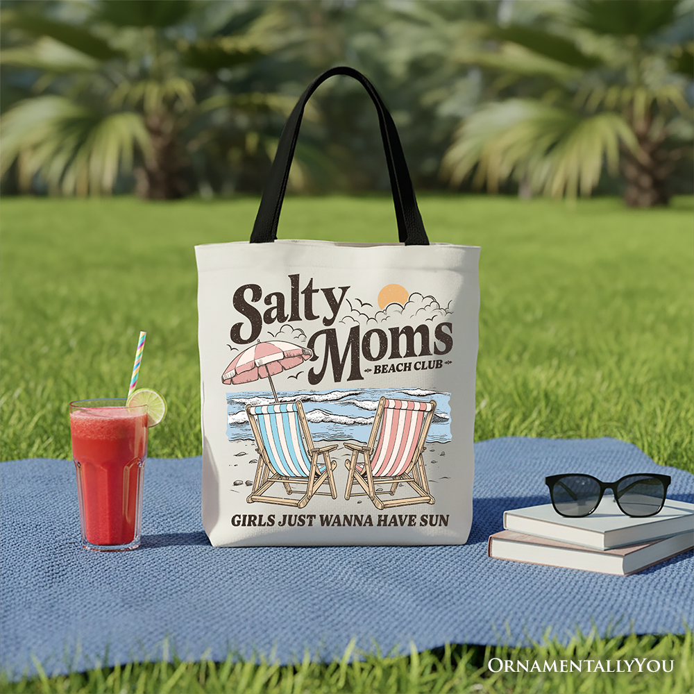 Salty Moms Beach Club Tote Bag Beige | Ashley Stewart