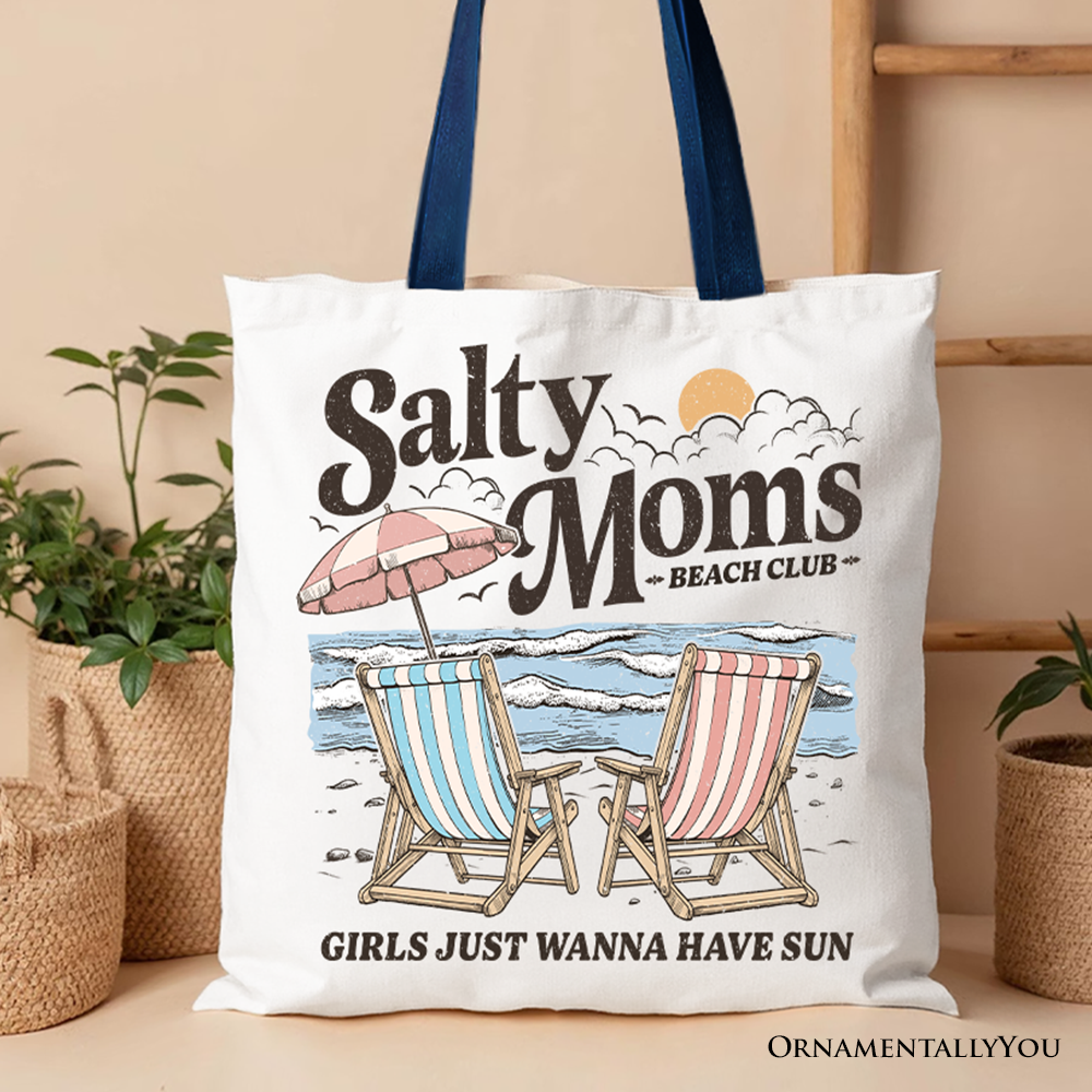 Salty Moms Beach Club Tote Bag Beige | Ashley Stewart