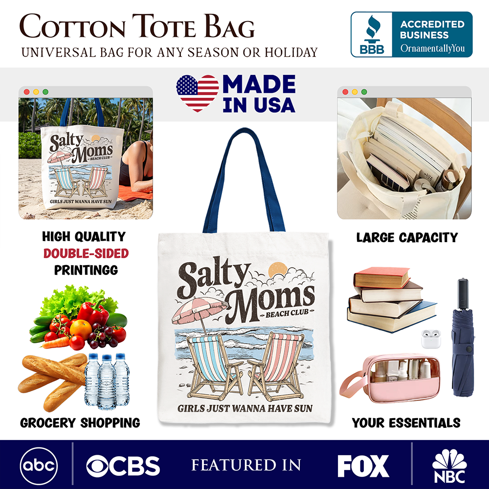 Salty Moms Beach Club Tote Bag Beige | Ashley Stewart