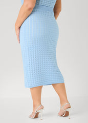 Checked Textured Midi Skirt POWDER BLUE | Ashley Stewart
