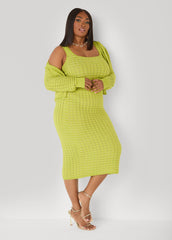 Textured Checked Midi Skirt Apple Green | Ashley Stewart