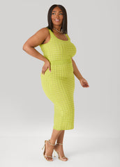 Textured Knit Checked Tank Apple Green | Ashley Stewart