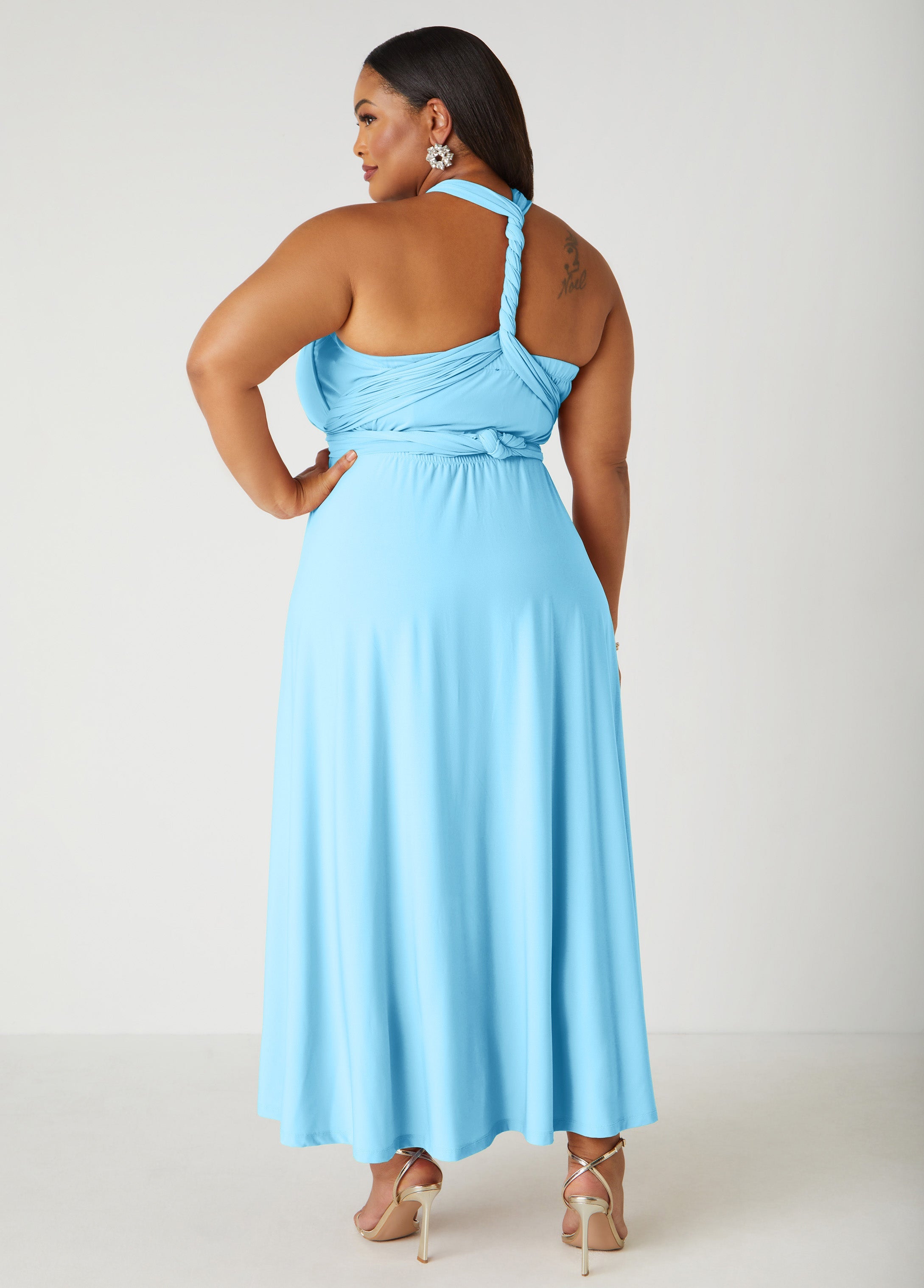 Multi Way Maxi Convertible Dress Lt Sky Blue | Ashley Stewart