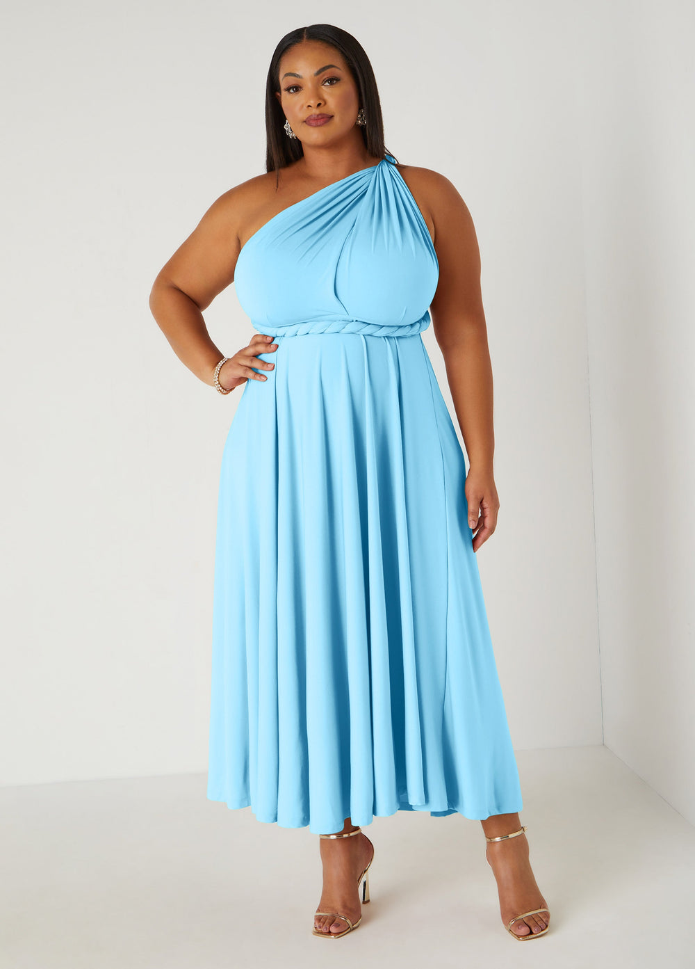 Multi Way Maxi Convertible Dress Lt Sky Blue | Ashley Stewart