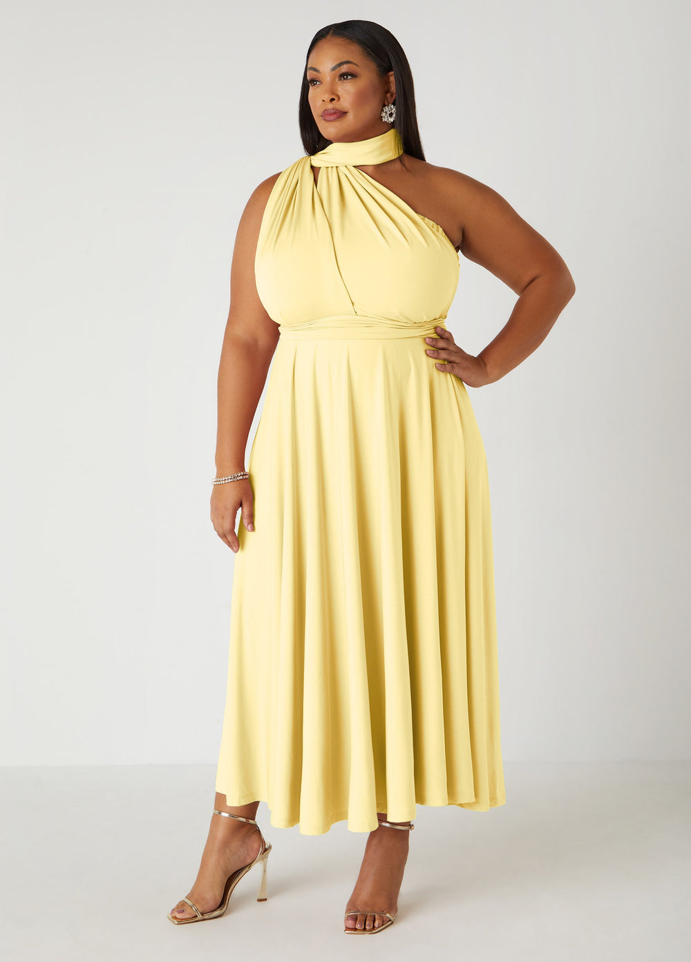 Multi Way Convertible Dress Light/Pastel Yellow | Ashley Stewart