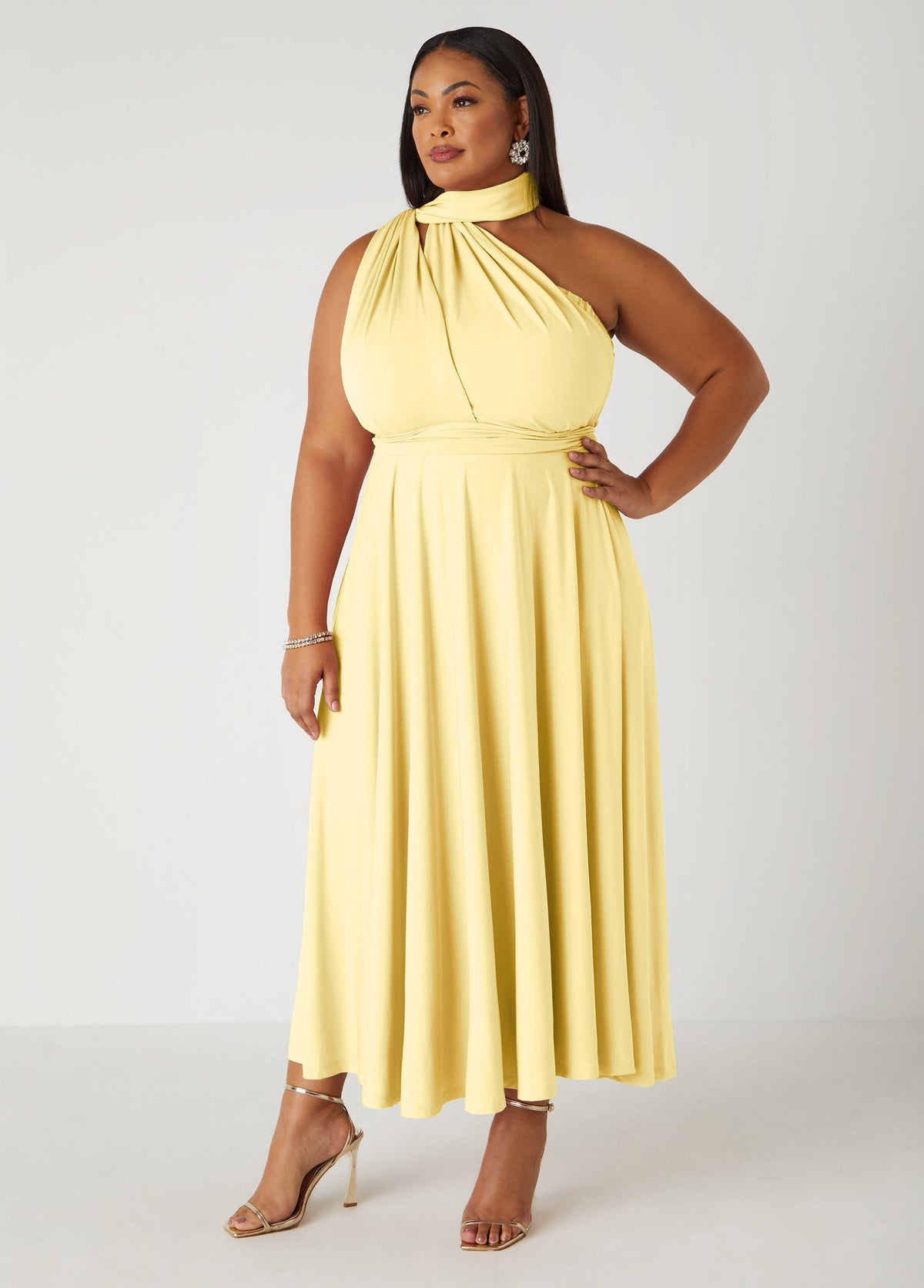 Multi Way Convertible Dress Light/Pastel Yellow | Ashley Stewart