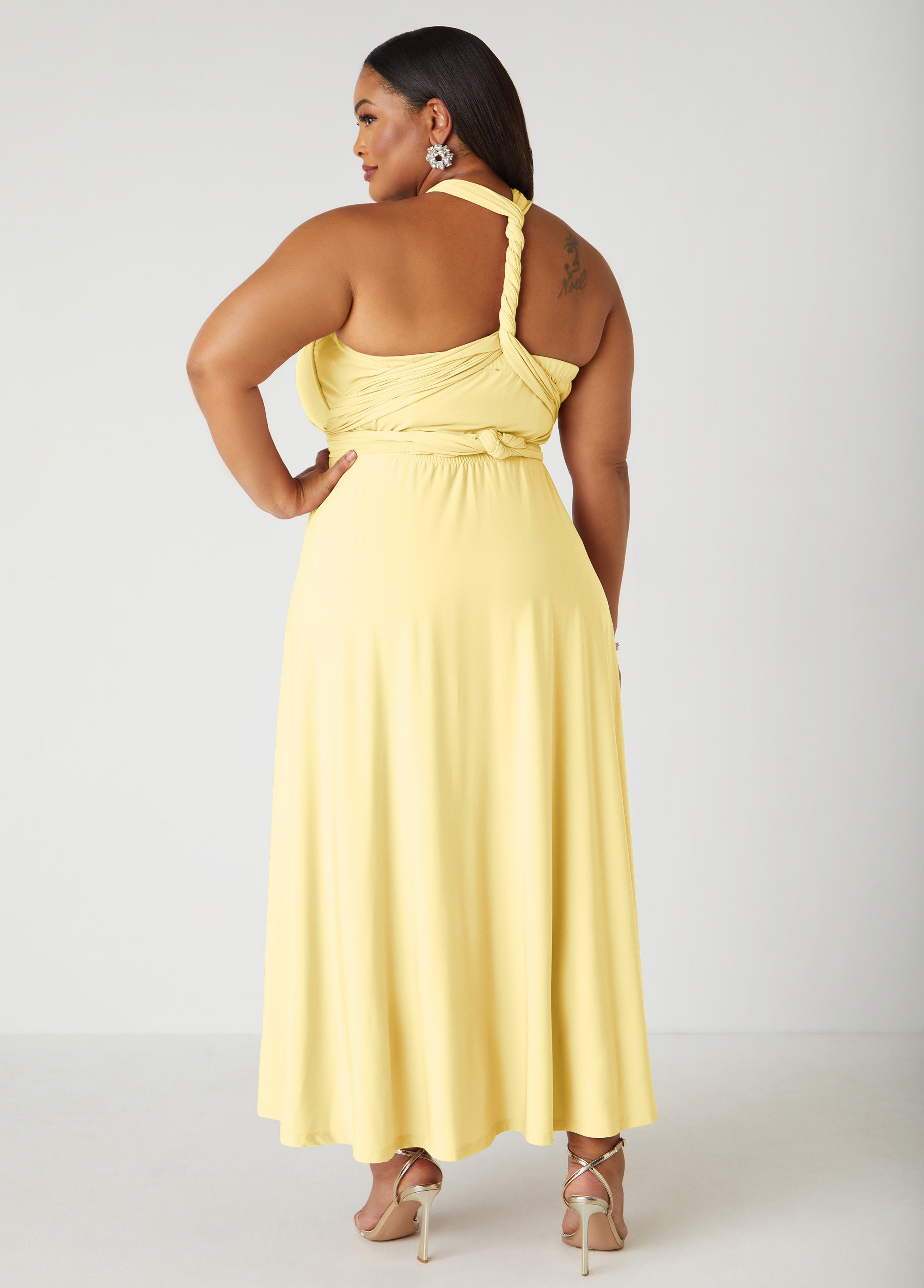 Multi Way Convertible Dress Light/Pastel Yellow | Ashley Stewart
