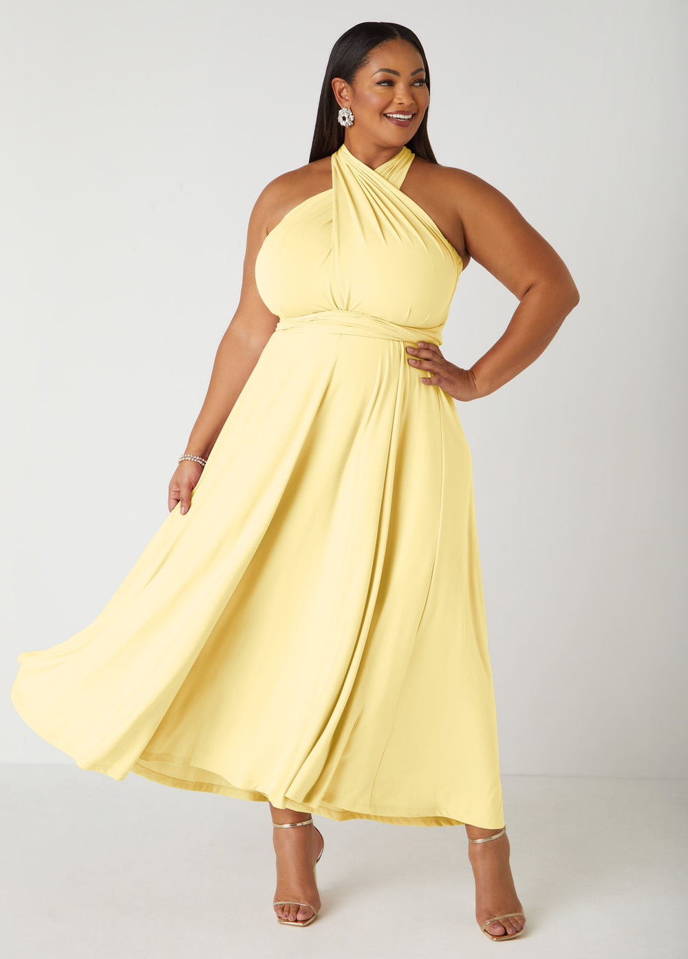 Multi Way Convertible Dress Light/Pastel Yellow | Ashley Stewart