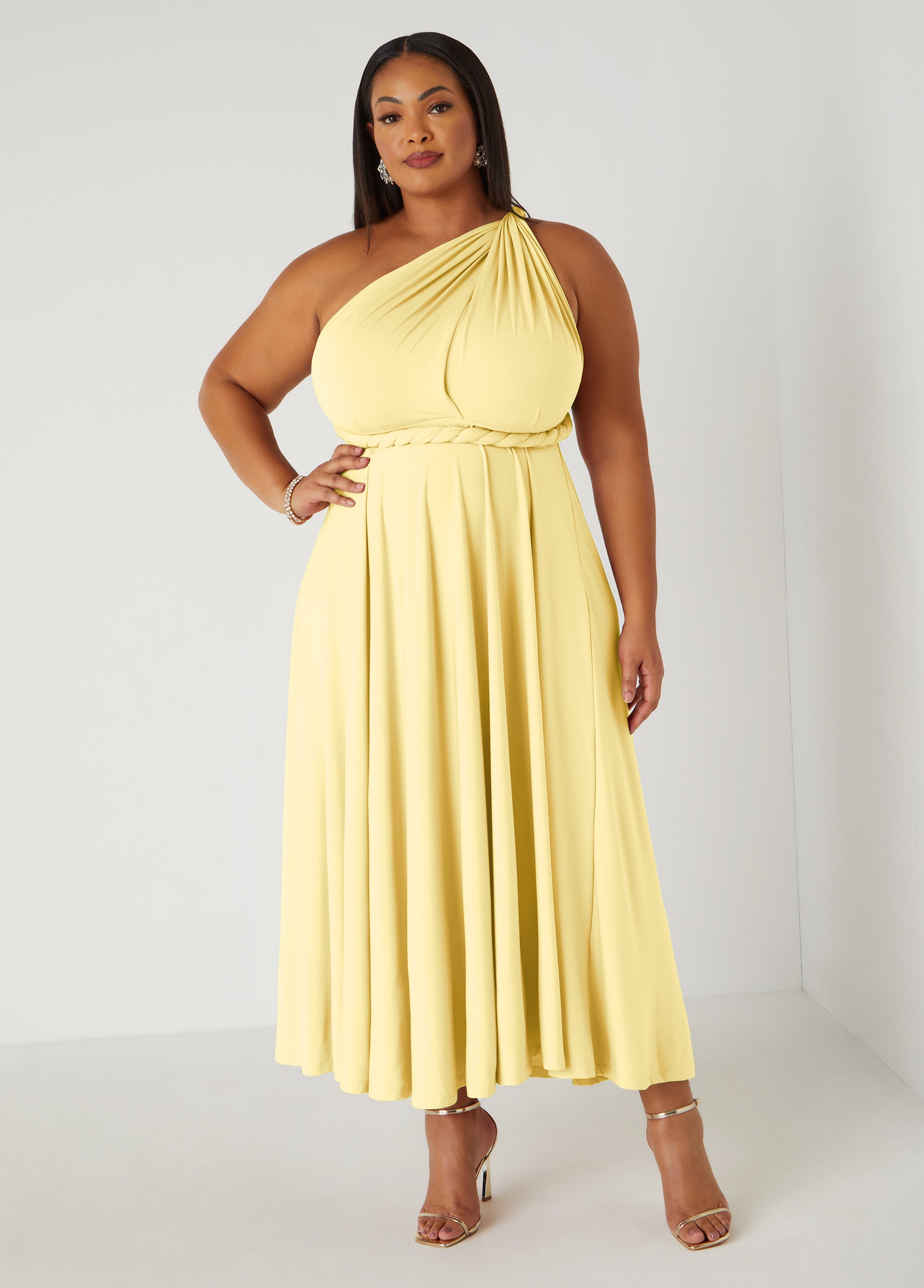 Multi Way Convertible Dress Light/Pastel Yellow | Ashley Stewart