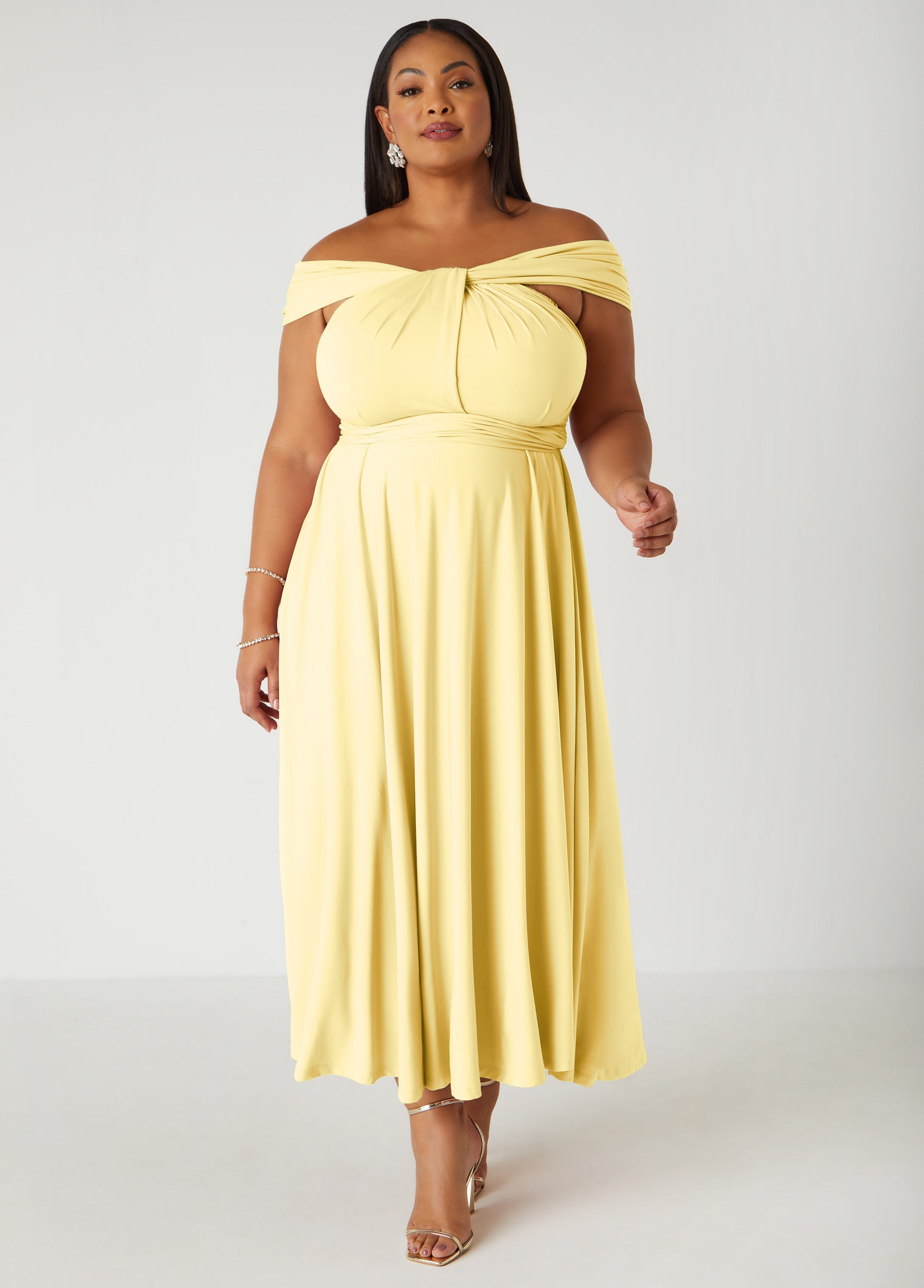 Multi Way Convertible Dress Light/Pastel Yellow | Ashley Stewart