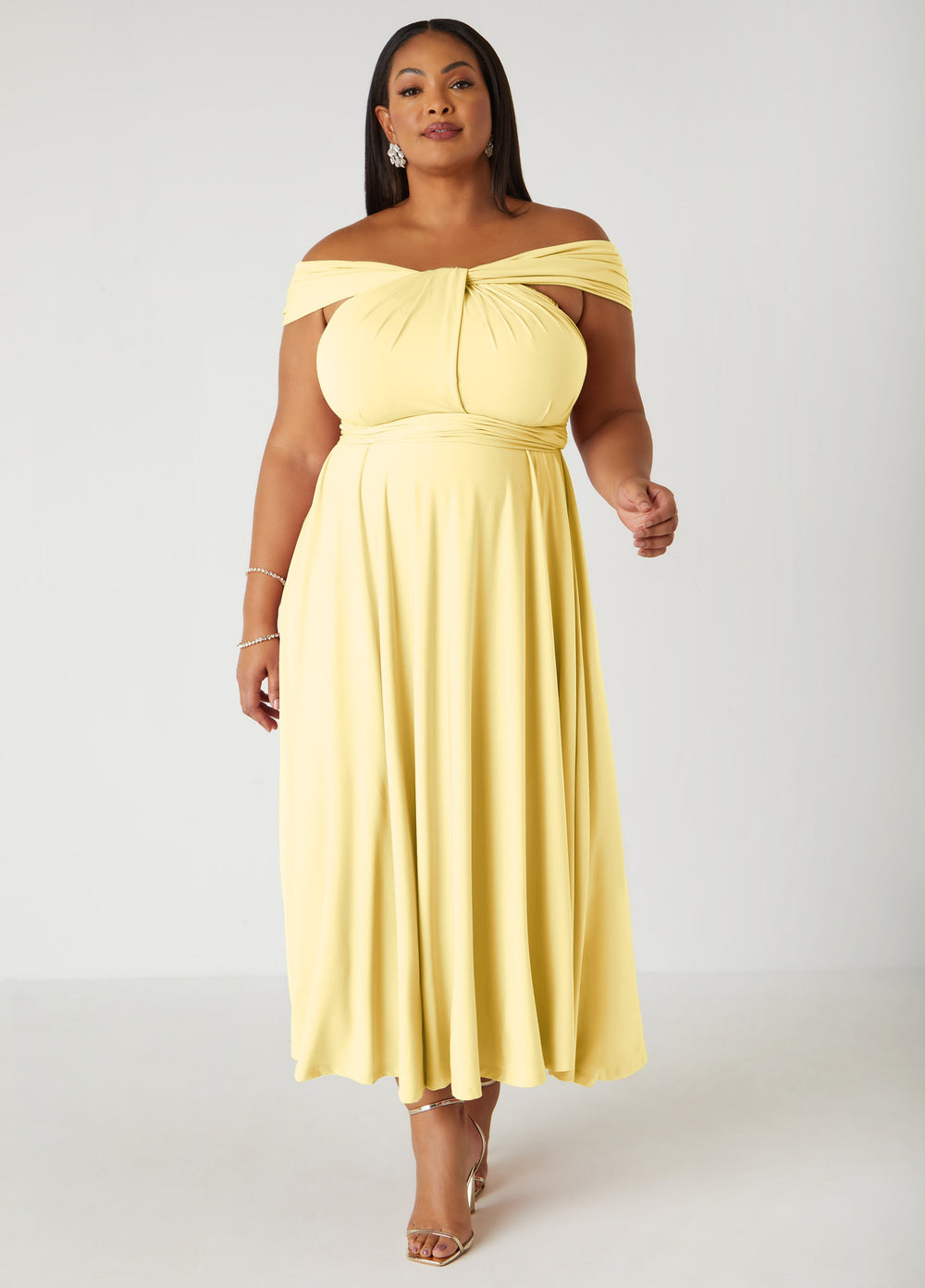 Multi Way Convertible Dress Light/Pastel Yellow | Ashley Stewart