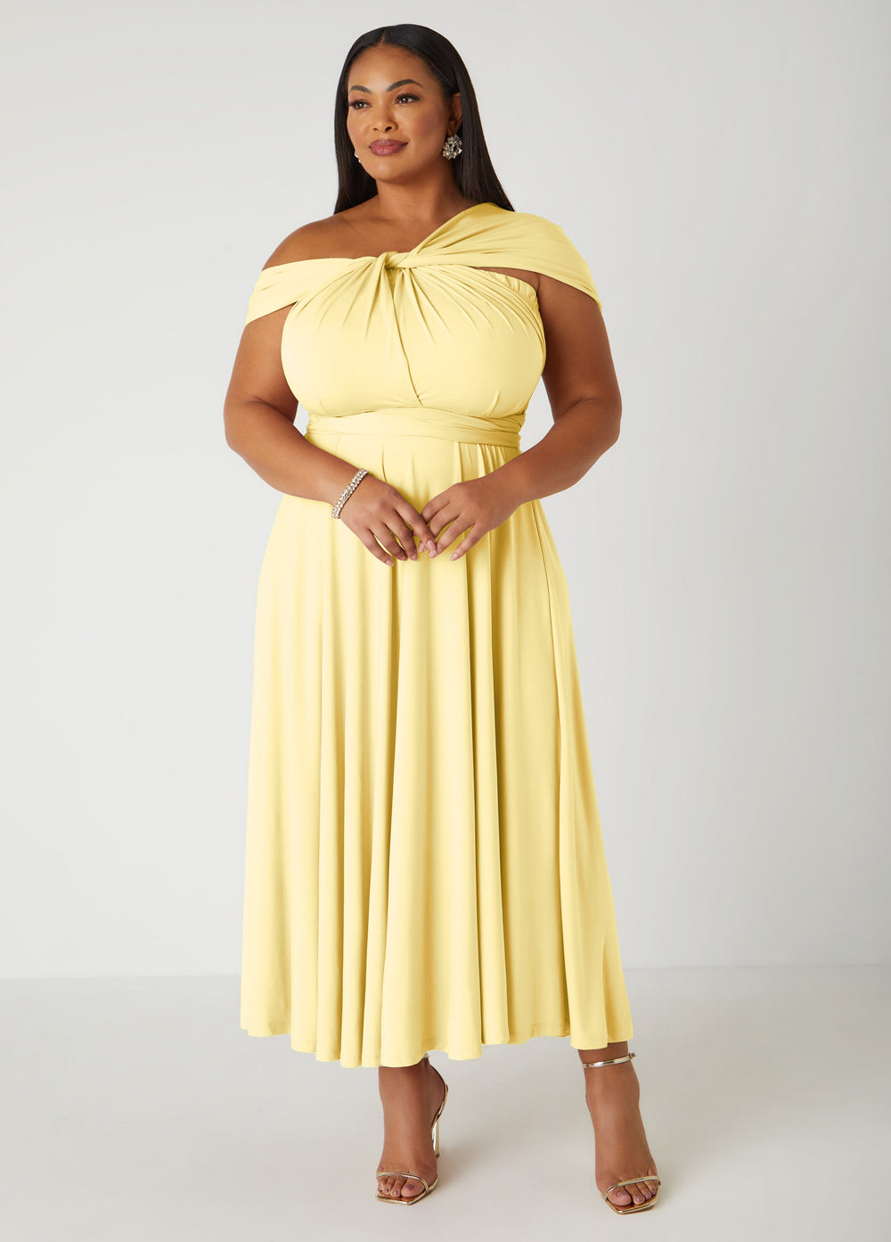 Multi Way Convertible Dress Light/Pastel Yellow | Ashley Stewart