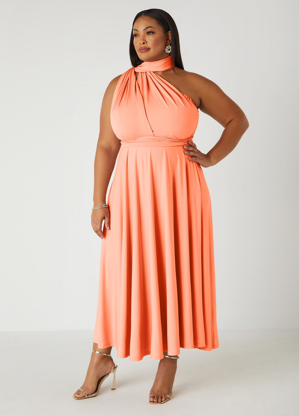 Maxi Convertible Dress Orange | Ashley Stewart