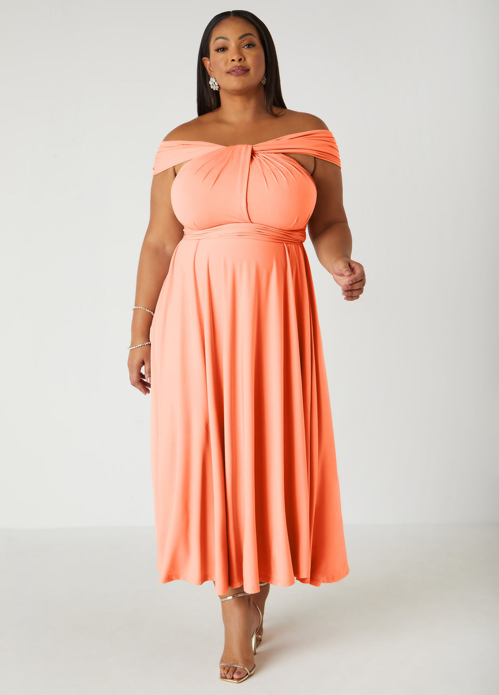 Maxi Convertible Dress Orange | Ashley Stewart