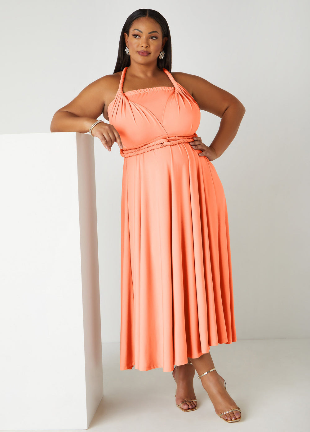 Maxi Convertible Dress Orange | Ashley Stewart