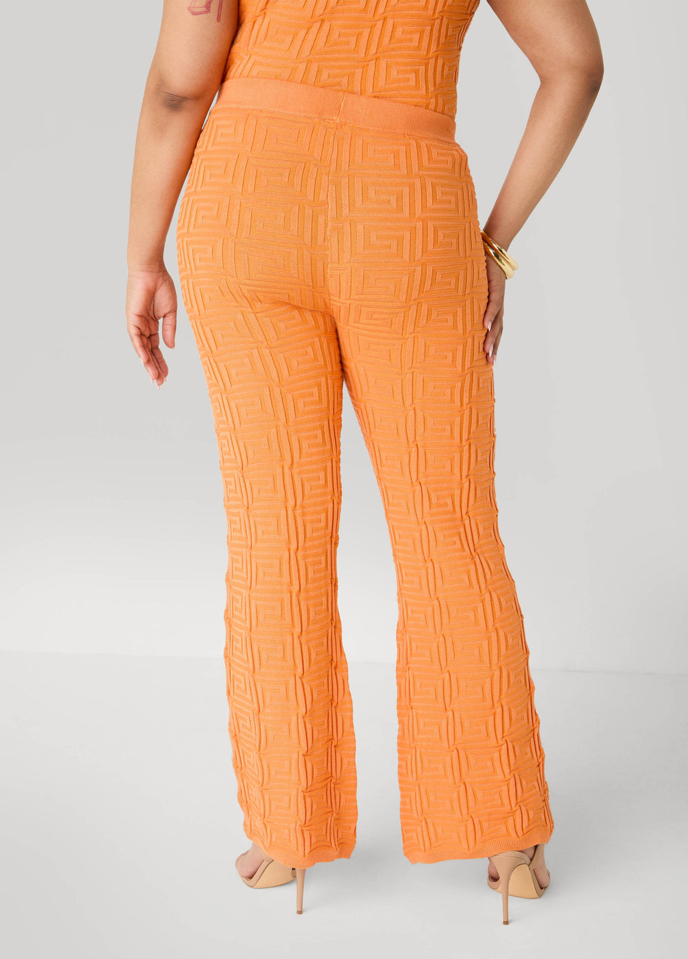 Jacquard Knit Flared Pants POWDER BLUE | Ashley Stewart