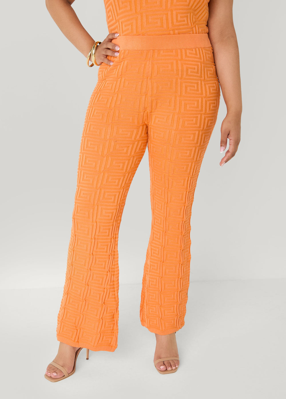 Jacquard Knit Flared Pants POWDER BLUE | Ashley Stewart