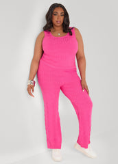 Jacquard Knit Flared Pants POWDER BLUE | Ashley Stewart