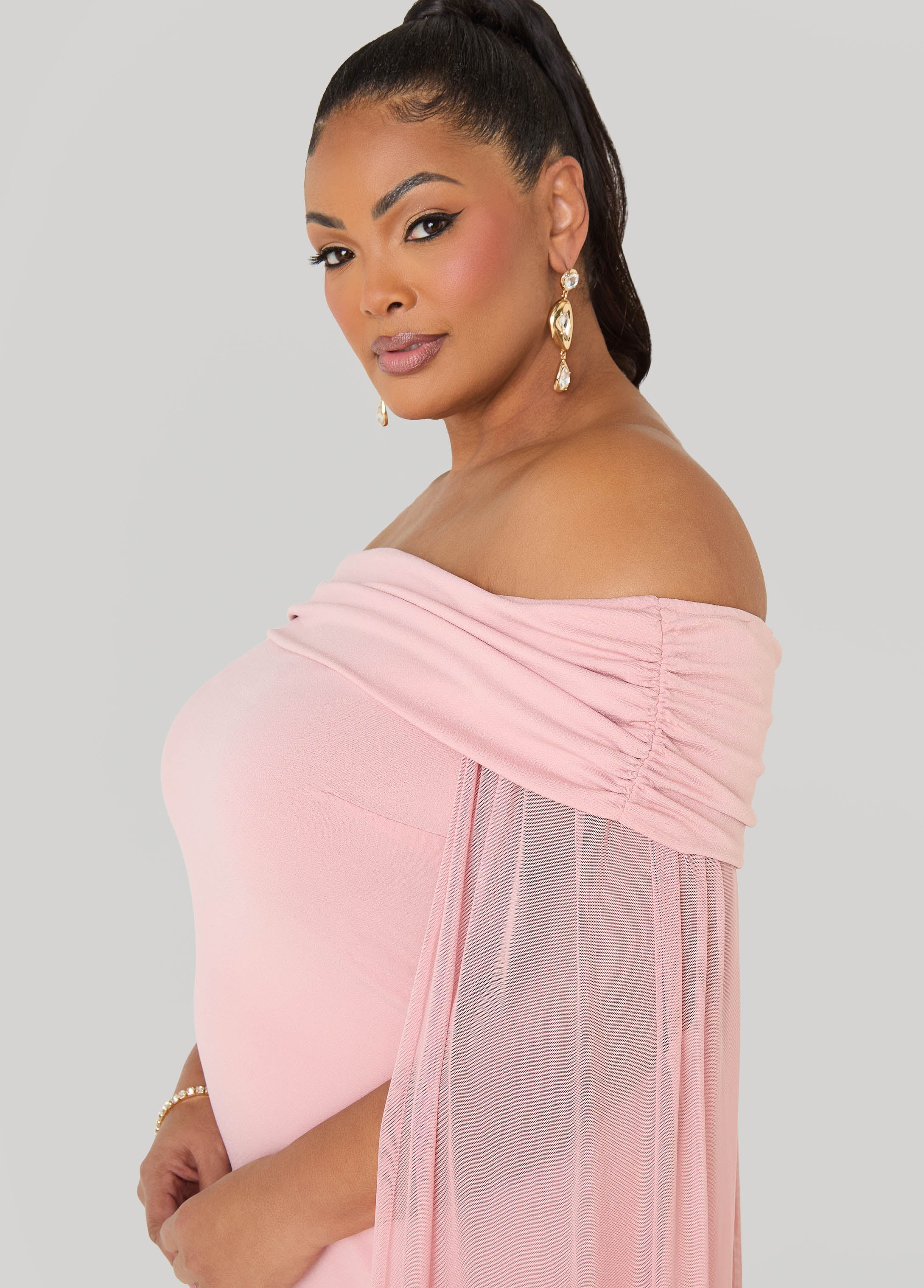 Off The Shoulder Cape Dress Amazon | Ashley Stewart