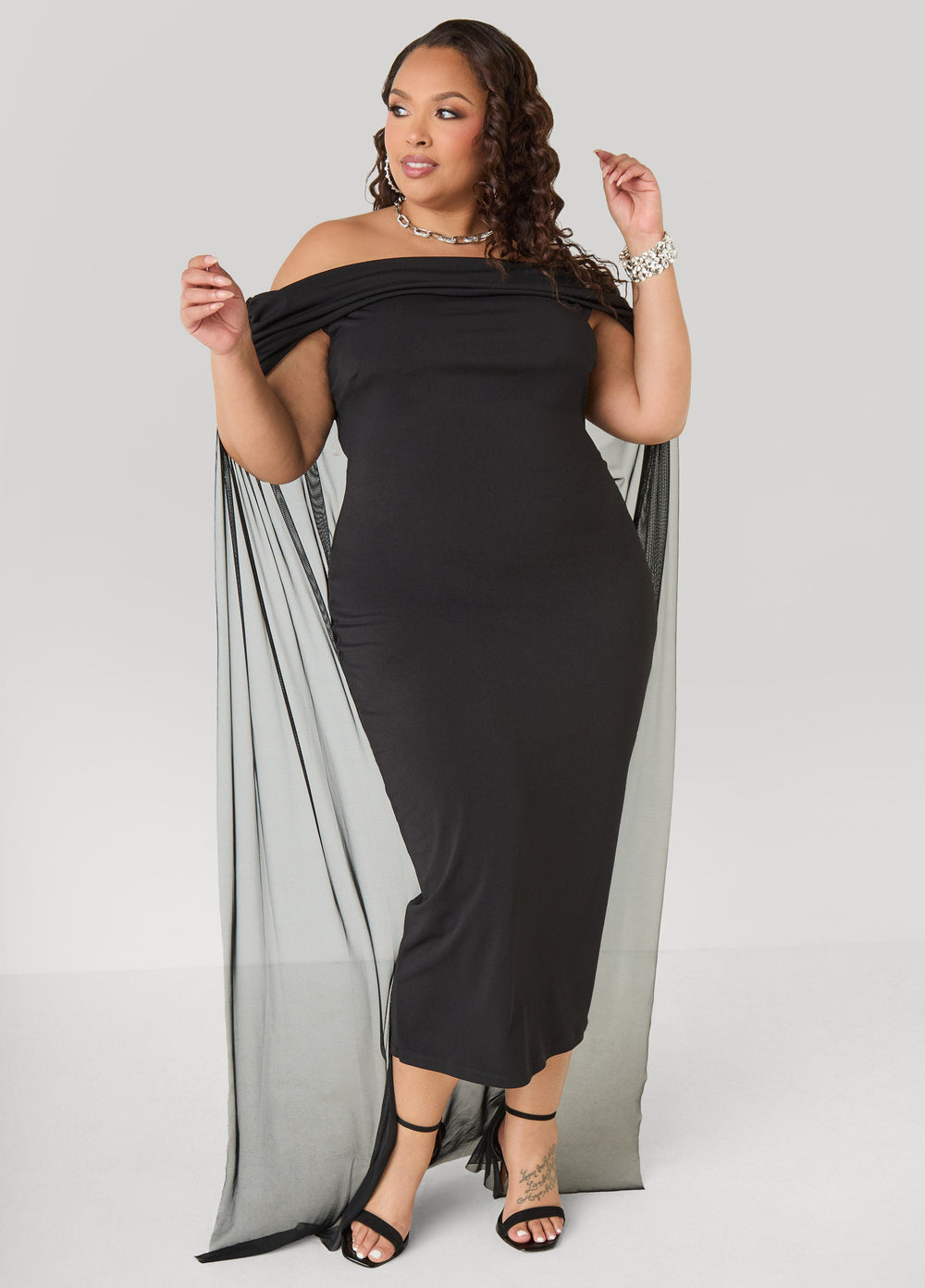 Off The Shoulder Cape Dress Amazon | Ashley Stewart