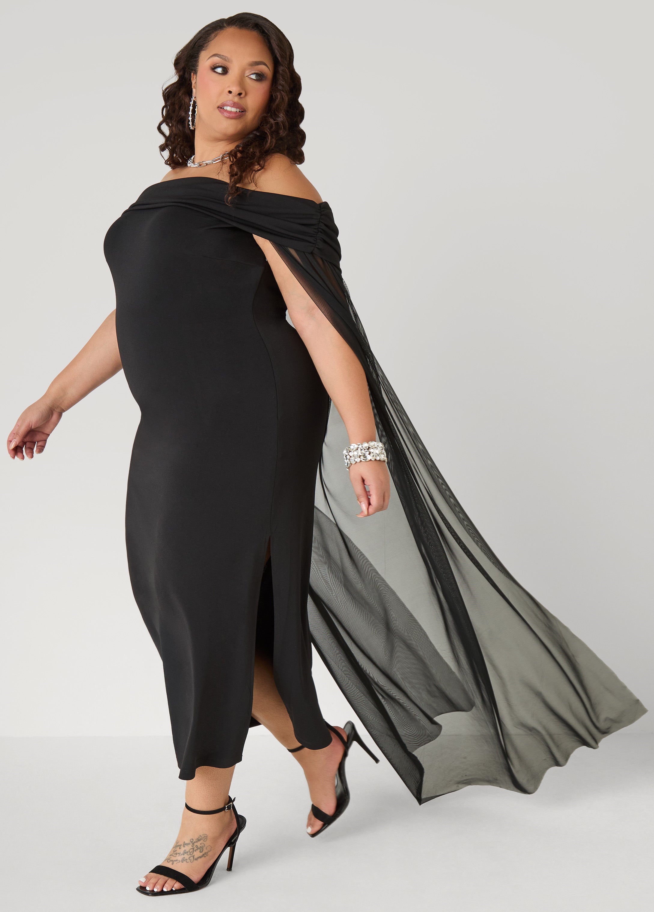 Off The Shoulder Cape Dress Amazon | Ashley Stewart