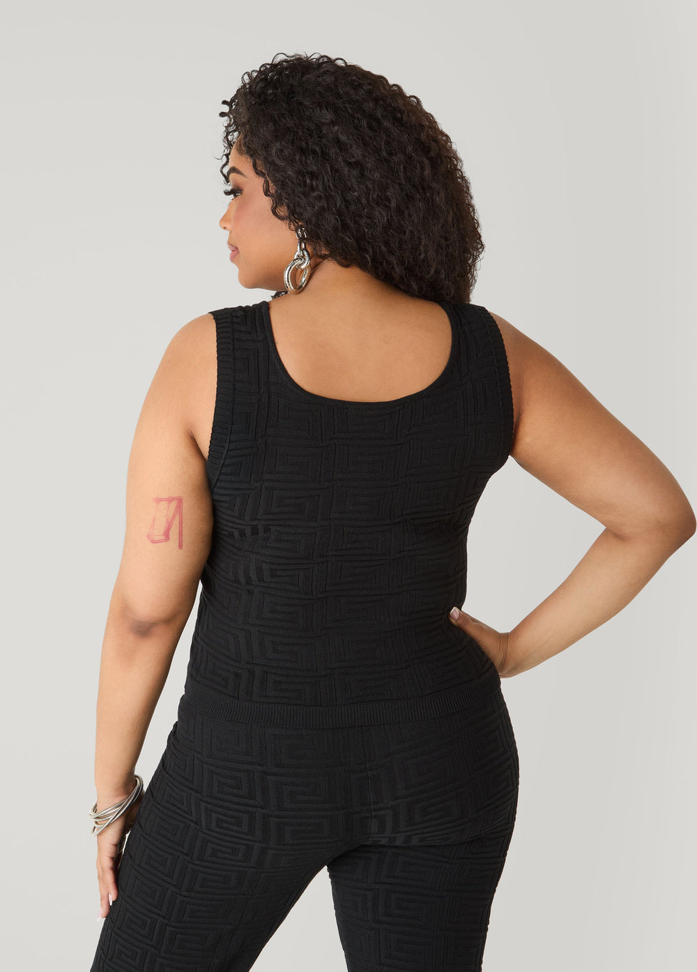 Jacquard Knit Tank POWDER BLUE | Ashley Stewart