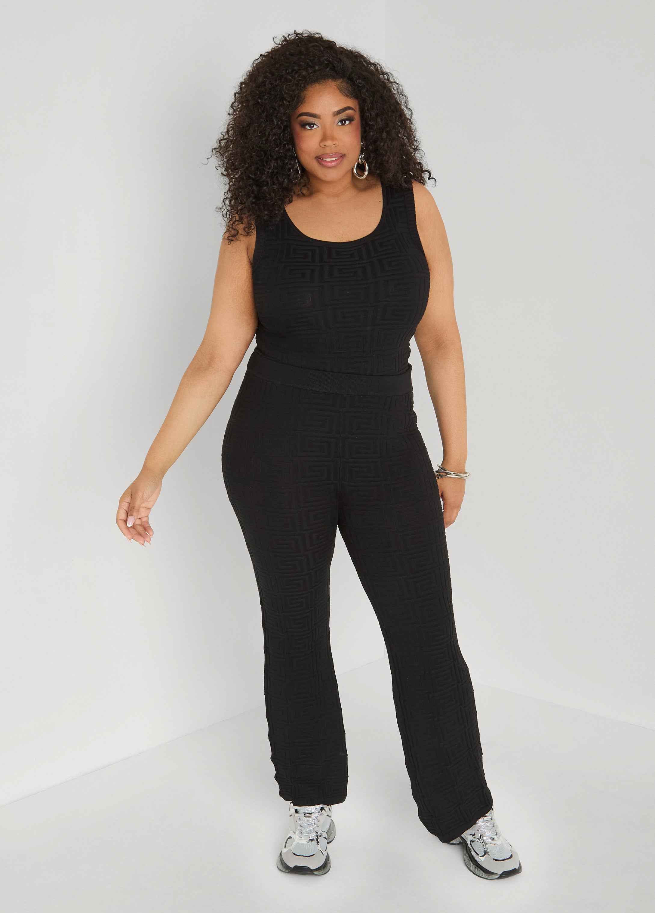 Jacquard Knit Tank POWDER BLUE | Ashley Stewart