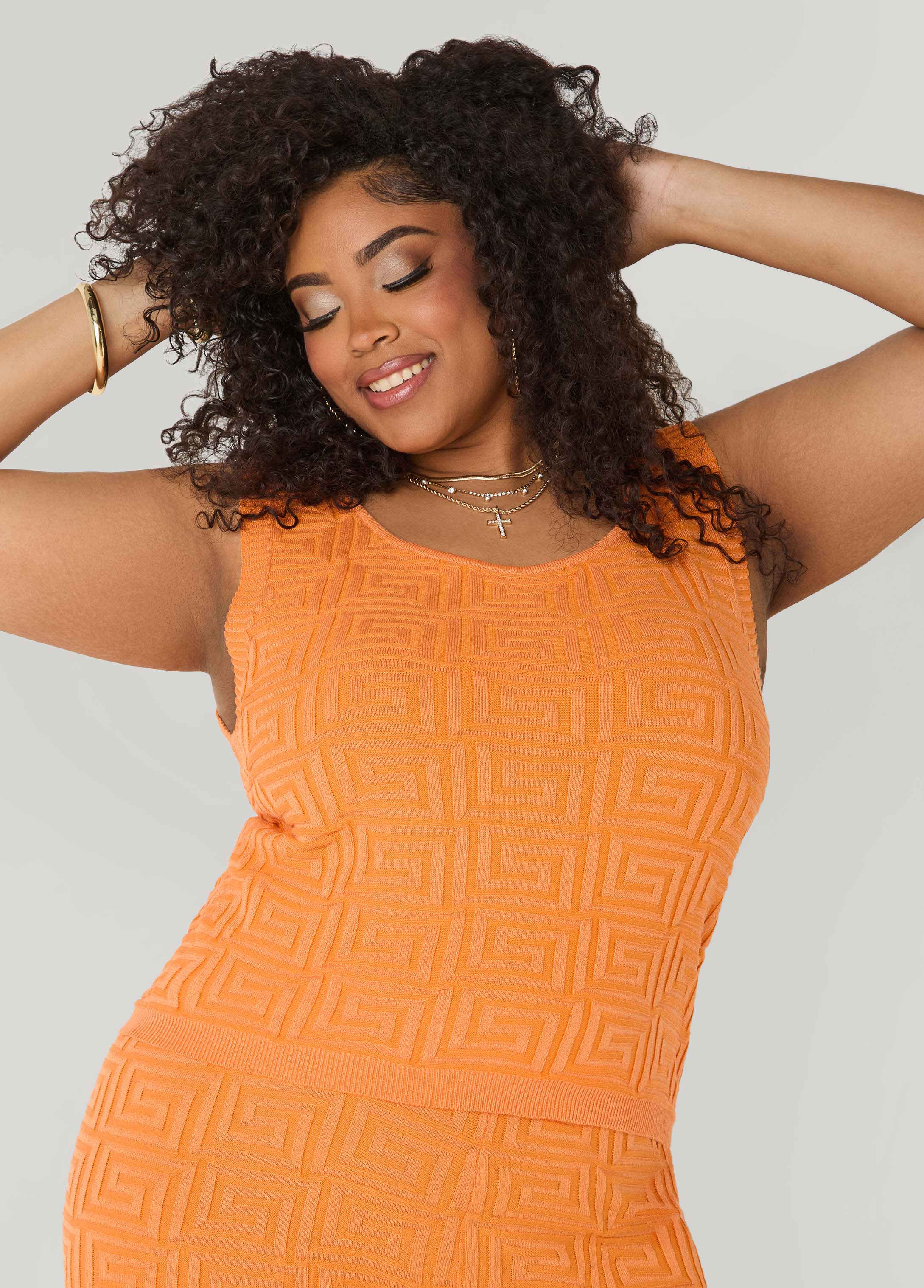 Jacquard Knit Tank POWDER BLUE | Ashley Stewart