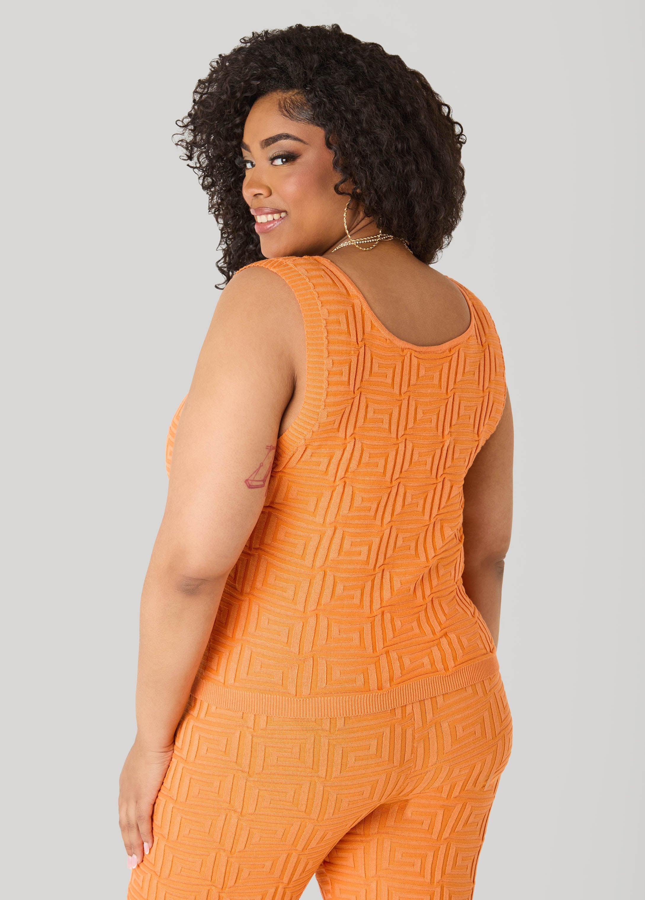 Jacquard Knit Tank POWDER BLUE | Ashley Stewart