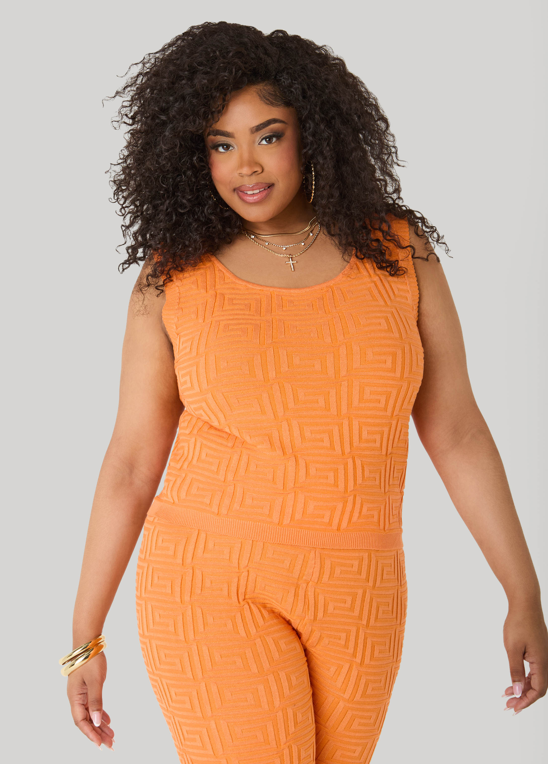 Jacquard Knit Tank POWDER BLUE | Ashley Stewart