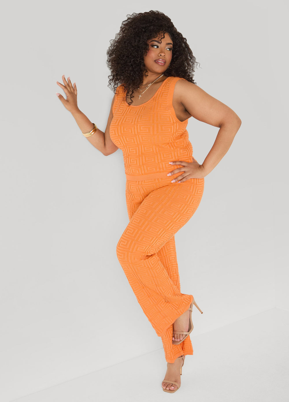 Jacquard Knit Tank POWDER BLUE | Ashley Stewart