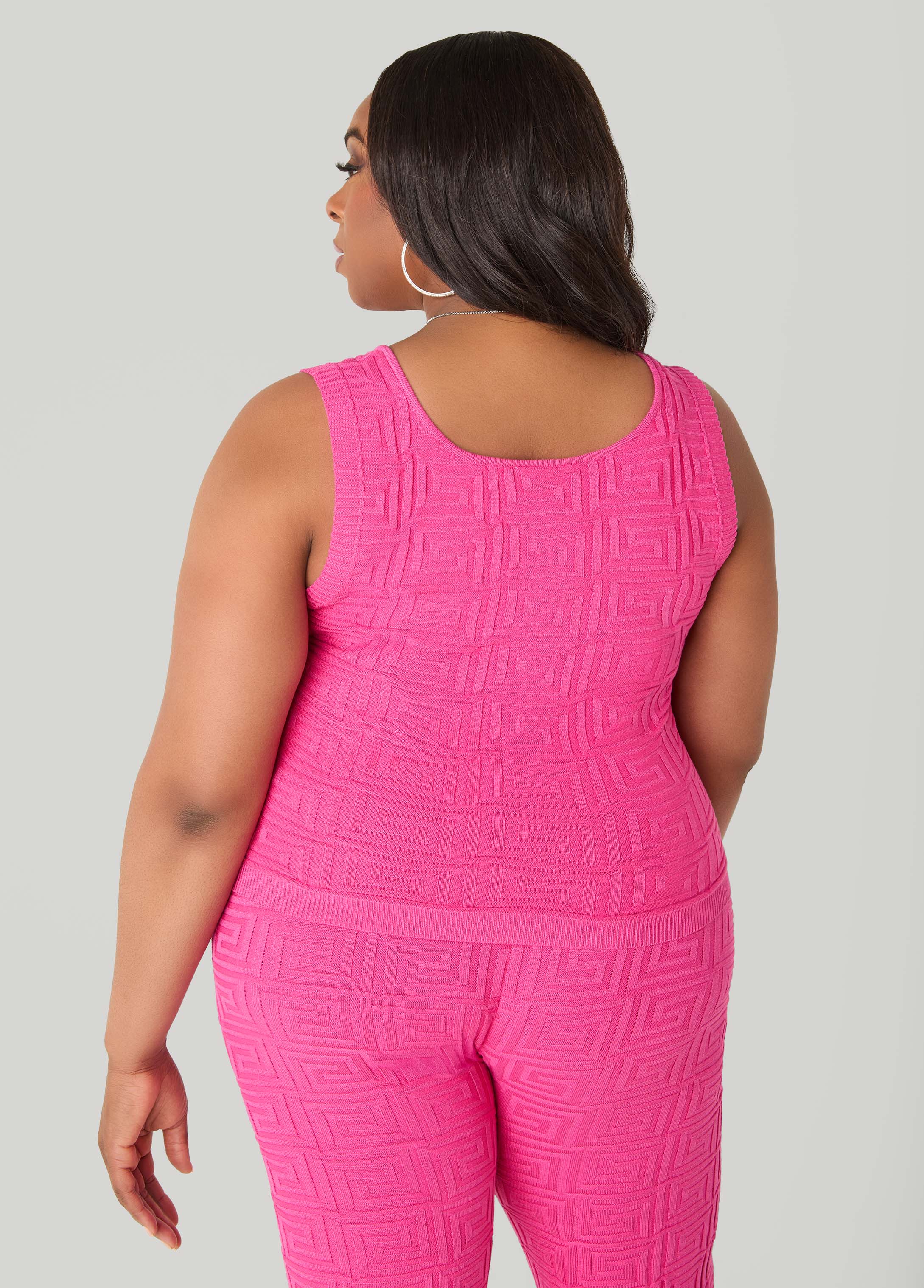Jacquard Knit Tank POWDER BLUE | Ashley Stewart